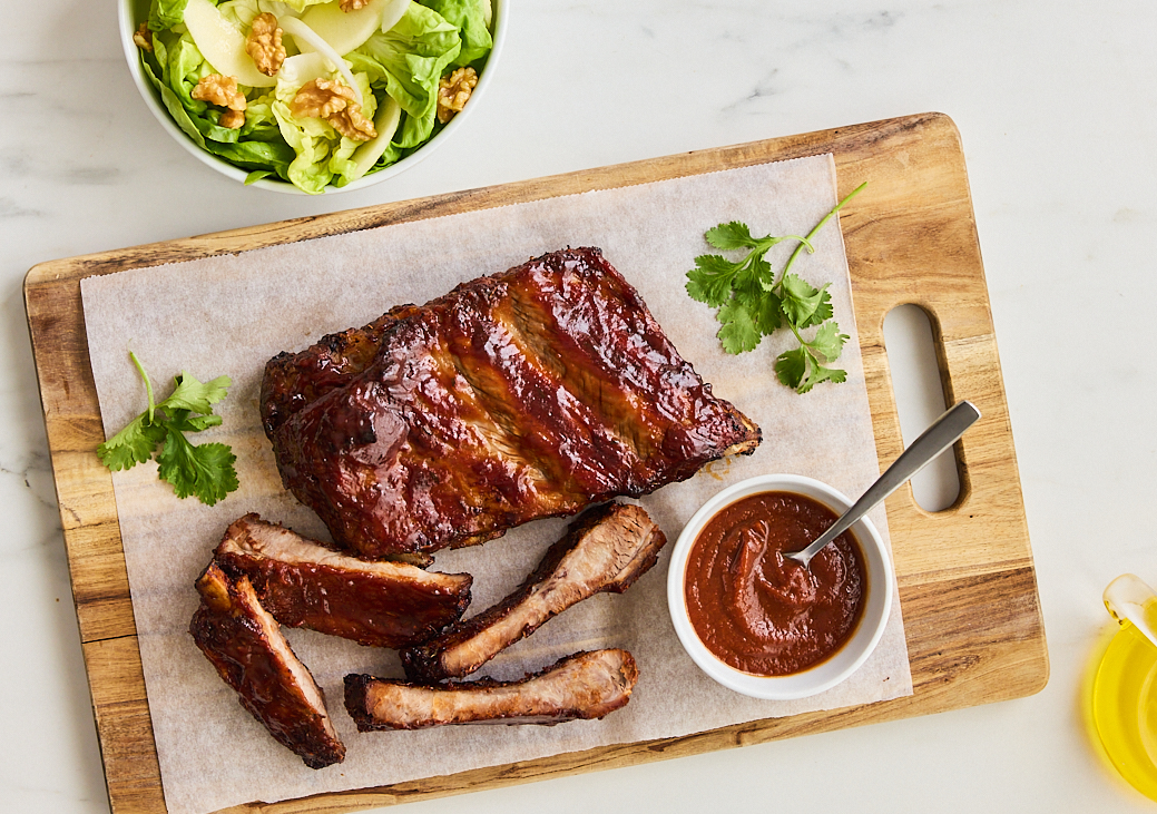 Costillas en airfrayer con salsa barbacoa casera